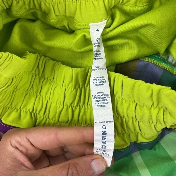 Lululemon Tracker Shorts Foxy Plaid - Lime/Potion Purple - Picture 4 of 6
